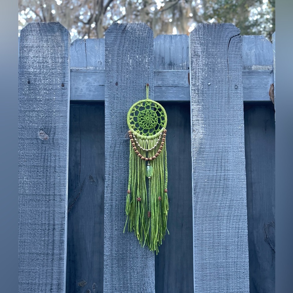 Mini Green crocheted wall hanging